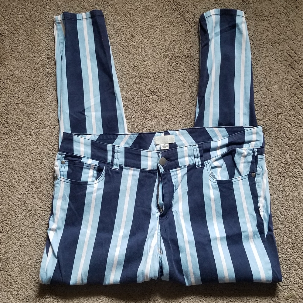 Striped Blue Skinny Jeans